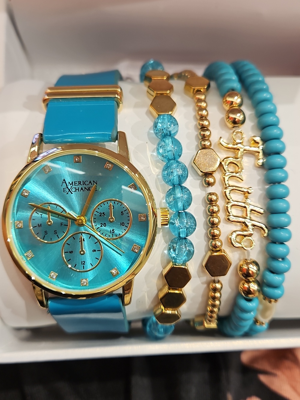 American Exchange Watch & Faith Bracelete Set - NWT